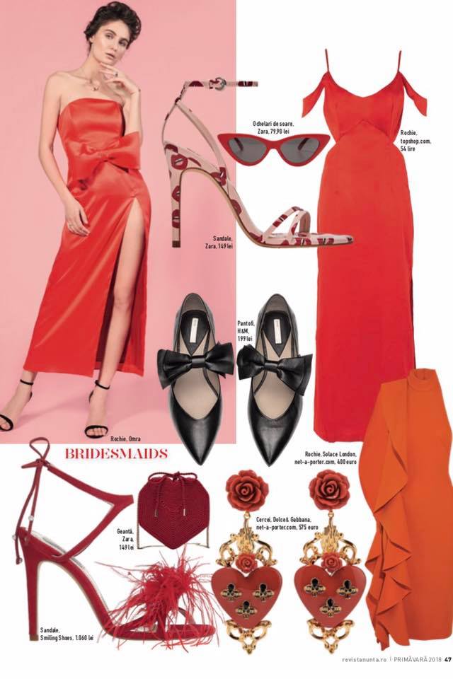 OMRA red dress featured in Revista NUNTA