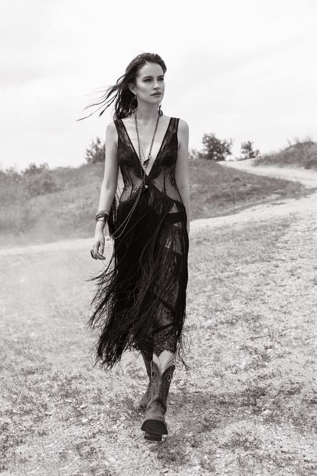 OMRA fringe and lace dress featured in Marie Claire Magazine