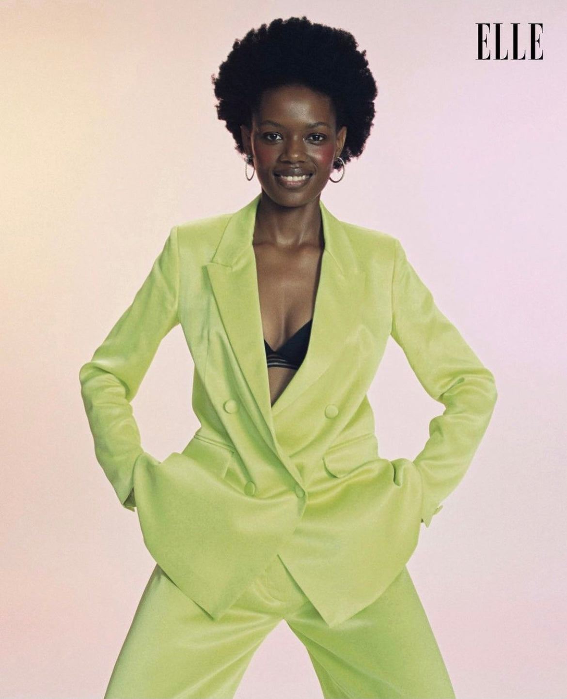 Limoncello suit by OMRA featured in ELLE Romania