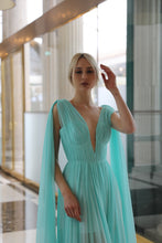 Rochie Cannes albastru deschis din matase naturala