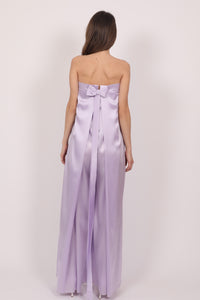 Lavander silk satin corset fitted jumpsuit